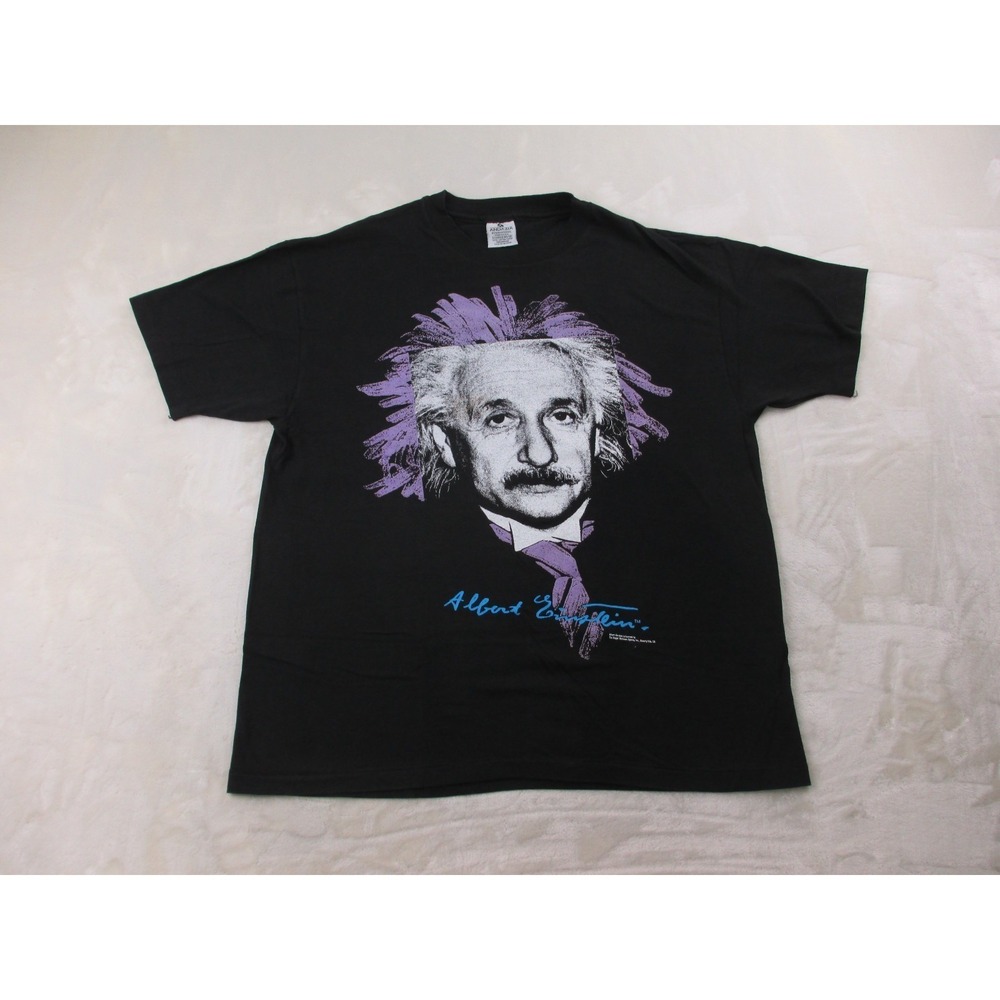 VINTAGE Albert Einstein Shirt Mens Extra Large Black Face Genius Physicist E=MC2